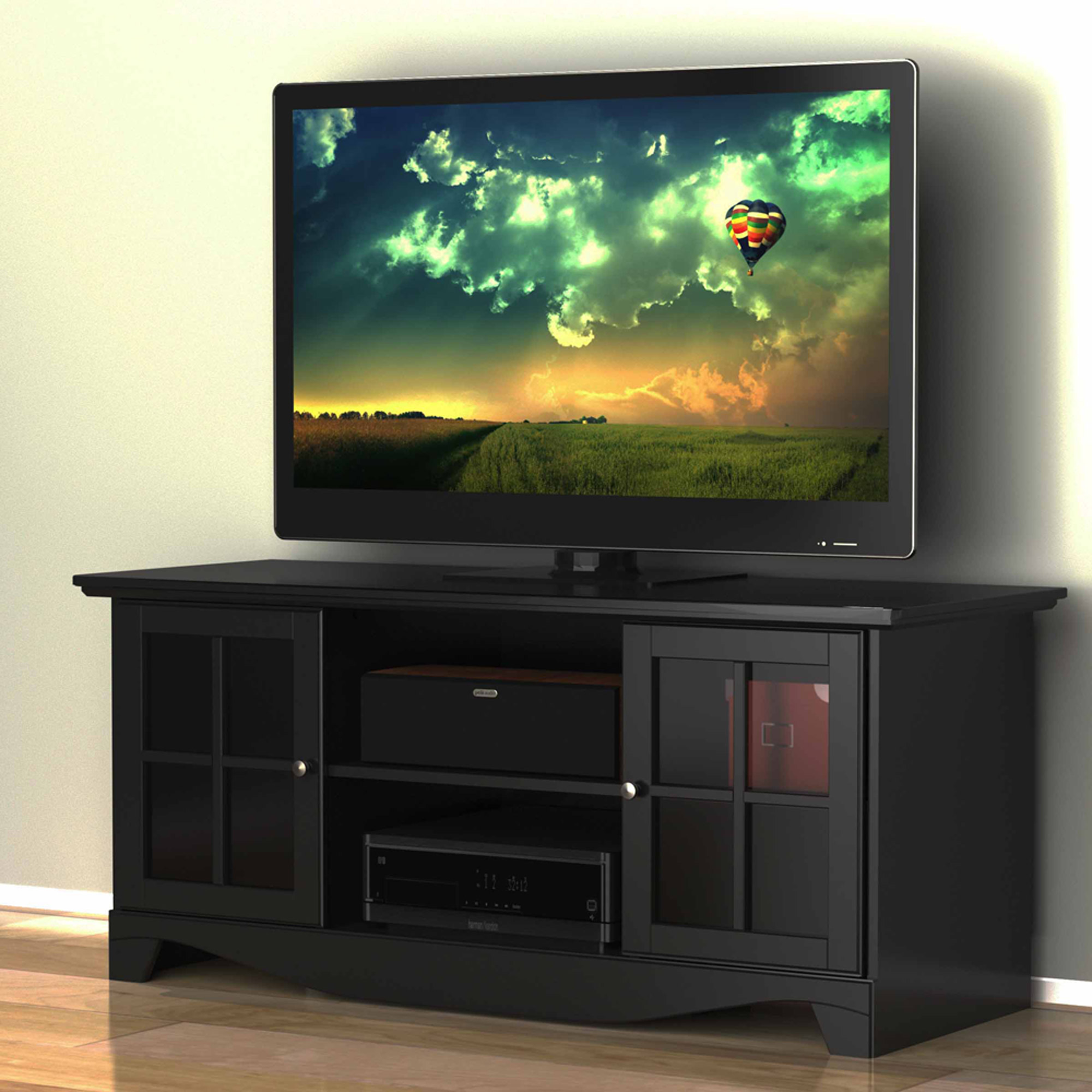 Pinnacle Center Channel Black TV Stand, for TVs up to 60''