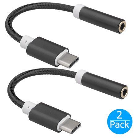 2-Pack USB C to 3.5mm Headphone Jack Cable Adapter, Type-C 3.1 Male to 3.5 mm Female Stereo Audio Headphone Aux Connector for Google Pixel, Huawei Mate 20 Pro, Motorola Moto Z, LeEco Le S3/2 (Best Usb Display Adapter)