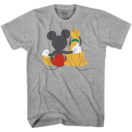 Mickey Mouse & Pluto Back Disneyland Disney World Tee Funny Humor Adult Mens Graphic T-shirt (Best Shops In Disney World)