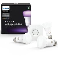 Philips Hue White and Color Ambiance A19 Smart Light Starter Kit, 60W LED, 3-Pack