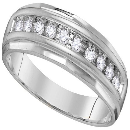 White Gold Mens Wedding Band - 10kt White Gold Mens Round Channel-set Diamond Wedding Anniversary Band Ring 1/4 Cttw