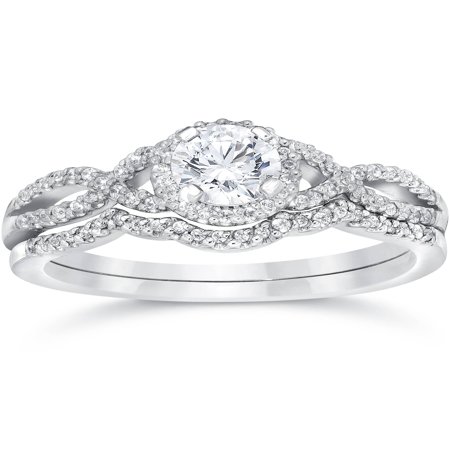 - Pompeii3 3/4ct Diamond Infinity Engagement Wedding Ring Set 14K White Gold