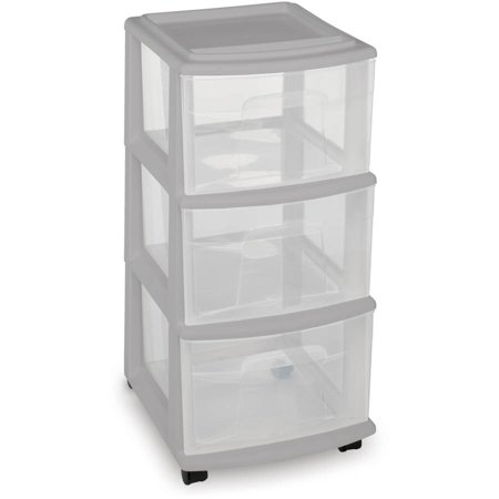 - Mainstays 3 Drawer Medium Cart, Gray, set of 2