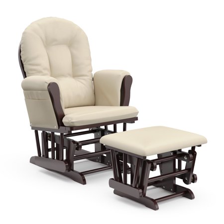 Storkcraft Bowback Glider and Ottoman Espresso with Beige