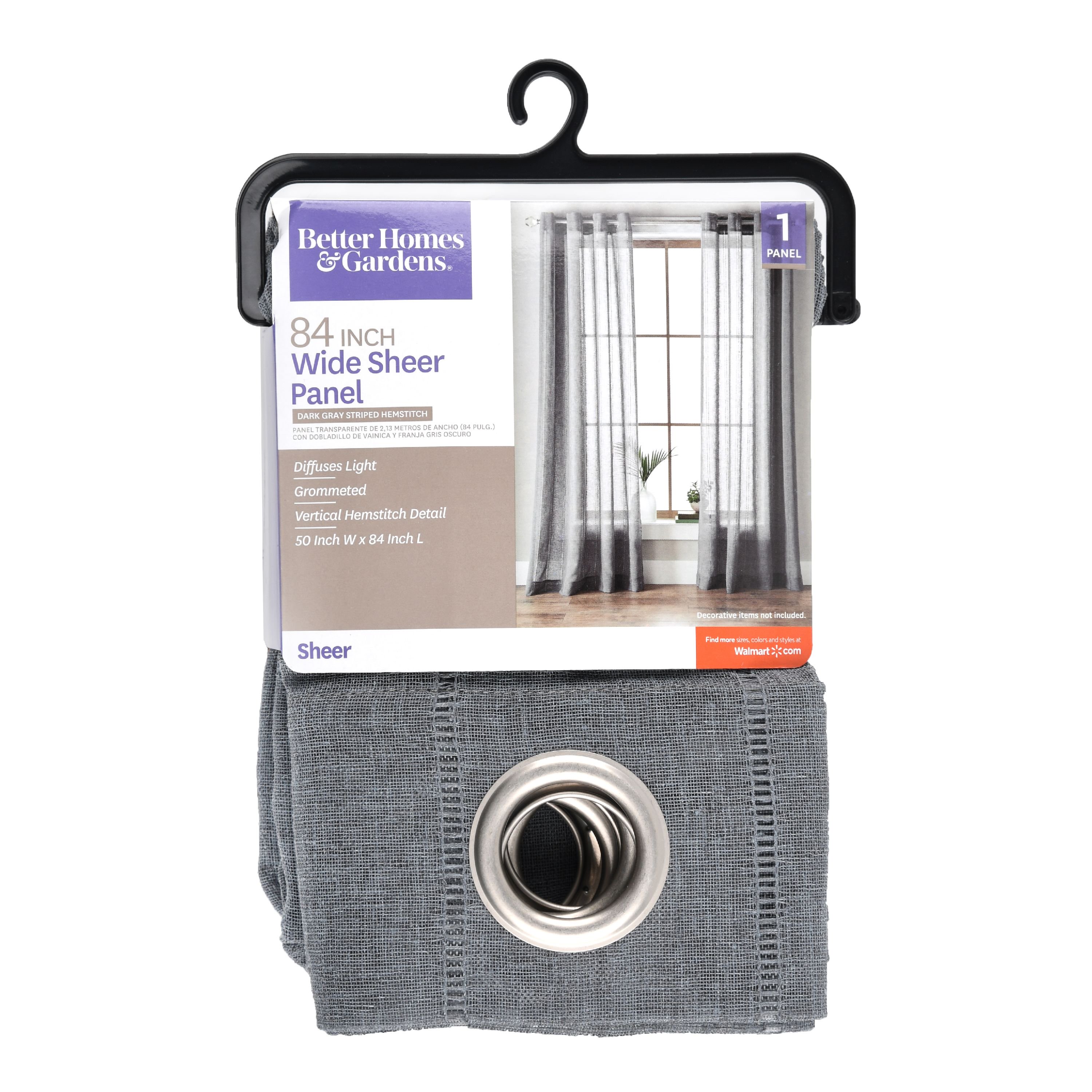 Better Homes & Gardens Hemstitch Curtain Single Grommet Panel
