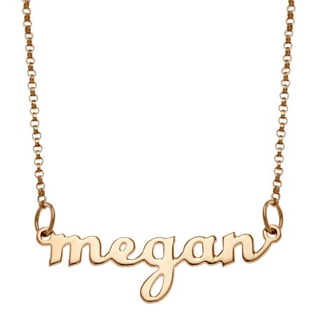 - Personalized Women's Silvertone or Goldtone Script Lowercase Nameplate Necklace, 18