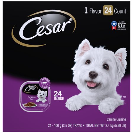 CESAR Wet Dog Food Classic Loaf in Sauce Filet Mignon Flavor Multipack, (24) 3.5 oz.