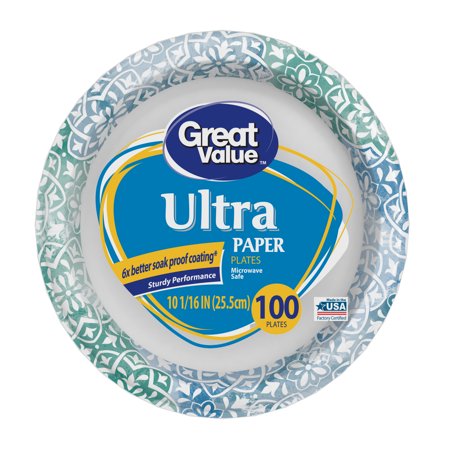 - Great Value Ultra Paper Dinner Plates, 10 1/16
