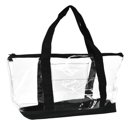 DALIX - DALIX Clear Transparent Shopping Bag Security Work Tote (Zippered) in Black - mediakits.theygsgroup.com
