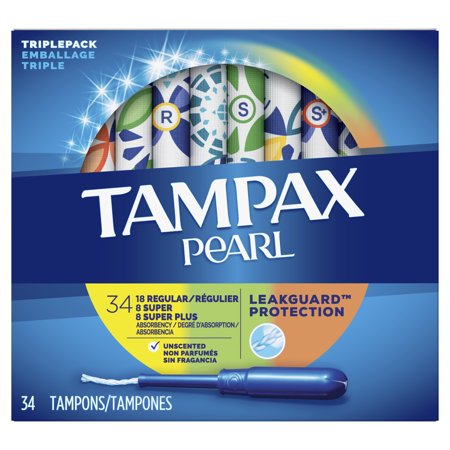 - Tampax Pearl Triple Pack (Regular/Super/Super Plus) Plastic Tampons, Unscented, (Choose your Count)