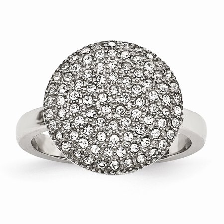 - Chisel Stainless Steel Women's Polished with Preciosa Crystal Heart Ring, Size 8