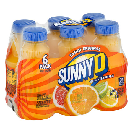(4 Pack) Sunny D Juice, Orange, 10 Fl Oz, 6 Count