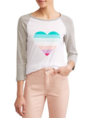 Ombre Heart 3/4 Baseball Graphic Tee Women's