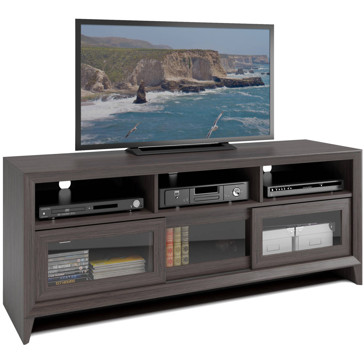 CorLiving TEK-576-B Kansas TV Bench in Modern Wenge Finish for TVs up to 60''