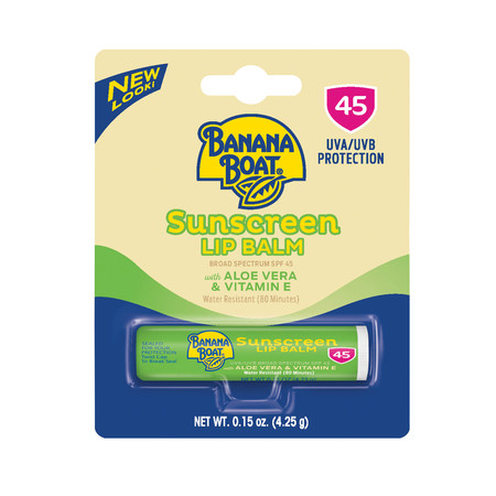 Banana Boat Sunscreen Lip Balm SPF 45, Aloe Vera & Vitamin E, 0.15 (Best Lip Balm With Spf)