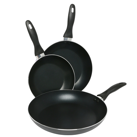 3 Piece Aluminum Professional Total Nonstick Frying Pan Set, Fry Pan / Frying pan Cookware Set, Dishwasher Safe, Black (3-Piece 8 Inches, 9.5 Inches, 11