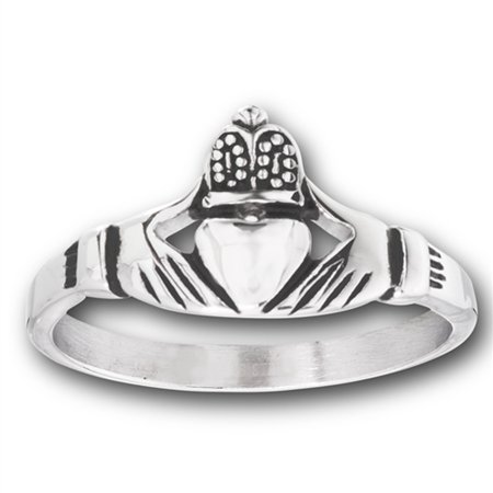 - Claddagh Heart Crown Filigree Polished Ring ( Sizes 5 6 7 8 9 10 11 12 13 14 15 16 17 18 ) New Stainless Steel Band Rings by Sac Silver (Size 10)