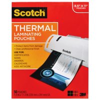 Scotch Thermal Laminating Pouches 50 Count, Letter Size Sheets