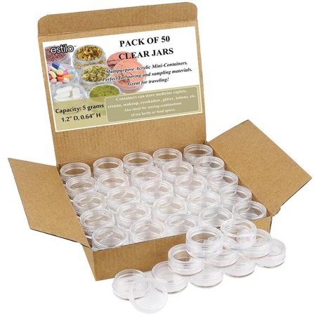 - Estilo High Quality Clear Plastic Jars, Cosmetic Containers with Lids 5 Gram - 50 Count