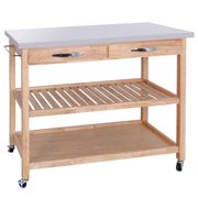 Stainless Steel Carts Zeny Rolling Kitchen Island Utility Serving Cart W Stainless Steel Countertop Ious Drawers