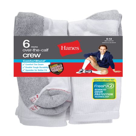 Hanes - Men's ComfortBlend Over the Calf Crew Socks 6-Pack - Walmart.com