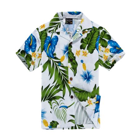 Motorcycle Hawaiian Shirt - Hawaii Hangover Men's Hawaiian Shirt Aloha Shirt White with Blue Calla Lily M