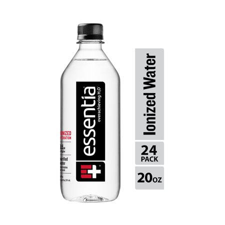 Essentia Water; 20-oz. Bottles; Case of 24; Ionized Alkaline Bottled Water; Electrolyte Infused for Smooth Taste; pH 9.5 or Higher; 99.9-Percent Pure, Overachieving H2O for the Doers and