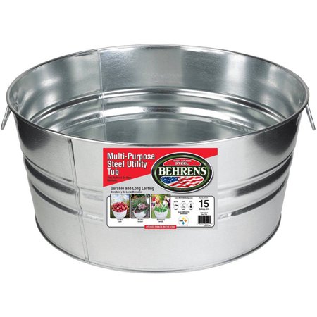 - Behrens High Grade Steel 2GS 15 Gal Silver Galvanized Steel Round Tub