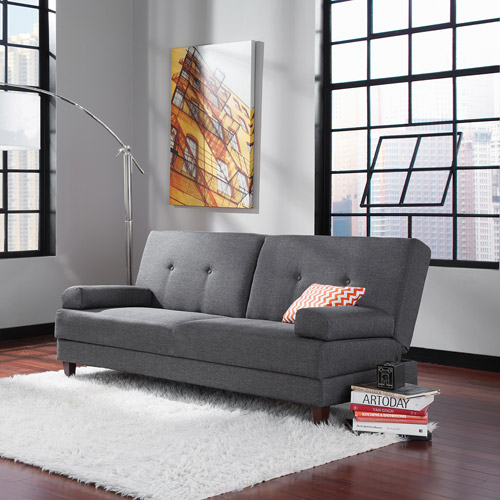 Sauder Premier Carver Convertible Sofa, Dark Gray