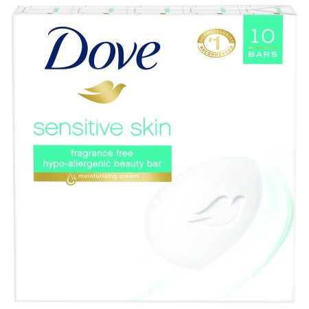 Dove Sensitive Skin Beauty Bar, More Gentle than Bar Soap, 4 oz, 10