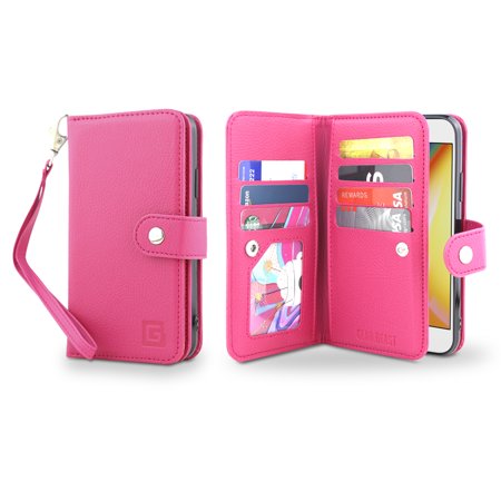 Dual Pocket Case - Gear Beast iPhone XR Wallet Case, Flip Cover Dual Folio Case for iPhone XR Slim PU Leather Case 7 Slot Card Holder ID Holder Inner Pockets Wristlet For Men and Women