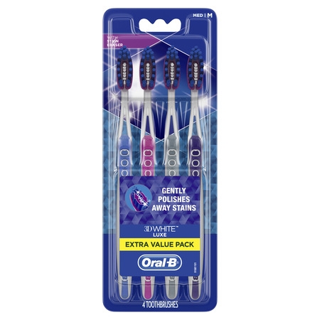 Oral-B 3D White Luxe Pro-Flex Manual Toothbrush, Medium Bristles, 4