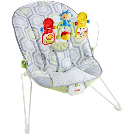 - Fisher-Price Bouncer, Geo Meadow with Removable Toy Bar