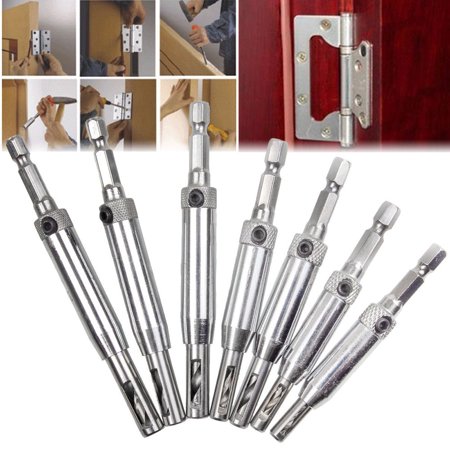 7-pack Door Self-centering Hinge Hole Opening Drill Bit Twist Wood Carpenter