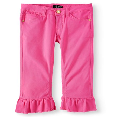 - XOXO Girls' Ruffle Hem Stretch Twill Crop Pant