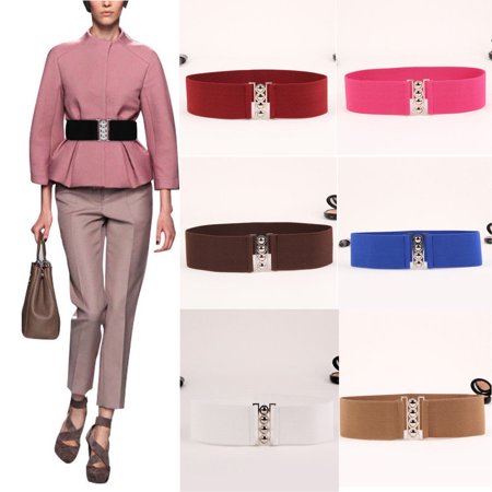 Women's Fashion Elastic Cinch Belts 3Inch Wide Stretch Waist Band Clasp