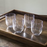 Mainstays Assorted Sentiments Stemless Wine Glass, 4 Pack