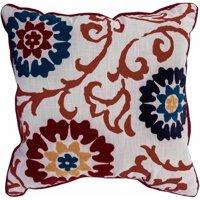 Better Homes and Gardens Floral Medallion Decorative Throw Pillow, Red and Blue