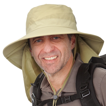 Men's Sun Protection Hat with Neck Flap Cover,Wide Brim Outdoor Fishing Hiking Camping Hunting Boating Safari Gardening Working (Best Sun Hats 2019)