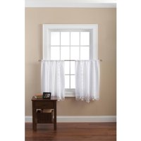 Mainstays Battenburg White Lace Kitchen Curtains, Set of 2