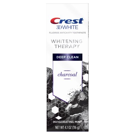 Crest 3D White Whitening Therapy Charcoal Deep Clean Fluoride Toothpaste, Invigorating Mint, 4.1