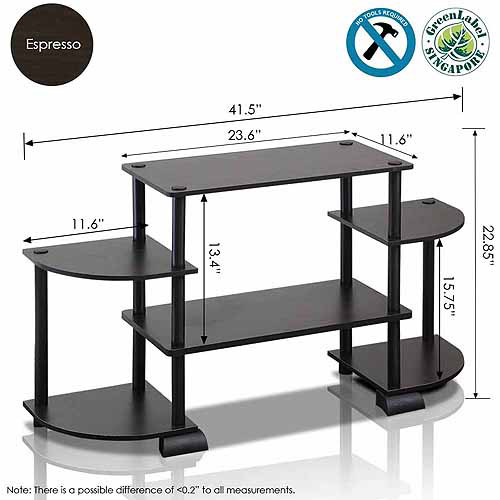 Turn-N-Tube Rounded Corner TV Stand Entertainment Center, Multiple Colors