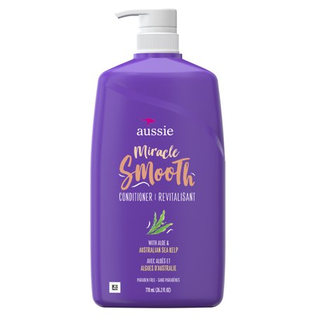 Aussie Paraben-Free Miracle Smooth Conditioner w/ Aloe & Kelp For Frizzy Hair, 26.2 fl (Best Leave In Conditioner For Thick Frizzy Hair)