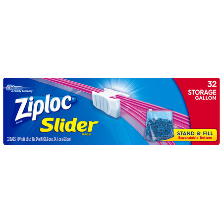 Ziploc Slider Storage Bags, Gallon, 32 Count