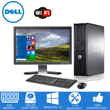 Dell - Optiplex Desktop Computer PC – Intel Core 2 Duo - 4GB Memory - 160GB Hard Drive - Windows 10 - 19" LCD