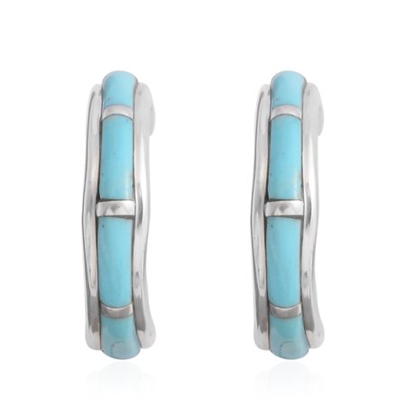 Fancy Tube Earrings - 925 Sterling Silver Fancy Turquoise Hoops, Hoop Fashion Earrings For Women and Jewelry Gift (Blue/Multi color)
