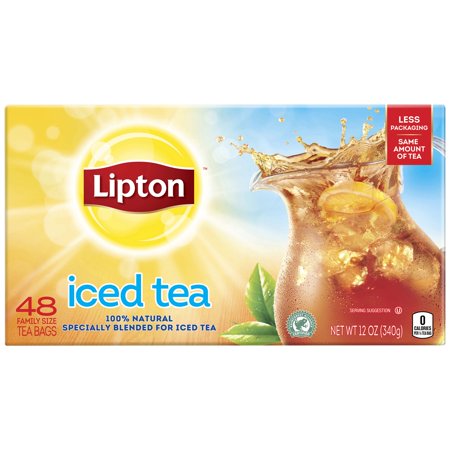 (2 Pack) Lipton Unsweetened Black Family Black Iced Tea Bags, 48 (Best Lipton Green Tea Flavor)
