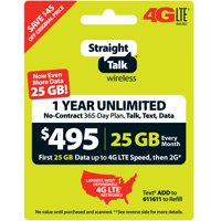 Straight Talk $495 Unlimited 1 Year/365 Day Plan (with up to 25GB of data at high speeds, then 2G*) (Email Delivery)