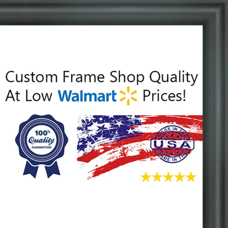 12x14 - 12 x 14 Rounded Black Solid Wood Frame with UV Framer's Acrylic & Foam Board Backing - Great For a Photo,