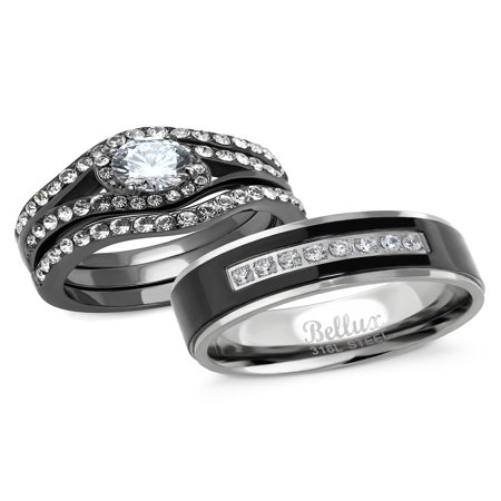 Couples Wedding Rings Set for Him and Her 1 Carat Engagement Wedding Rings with Matching Wedding